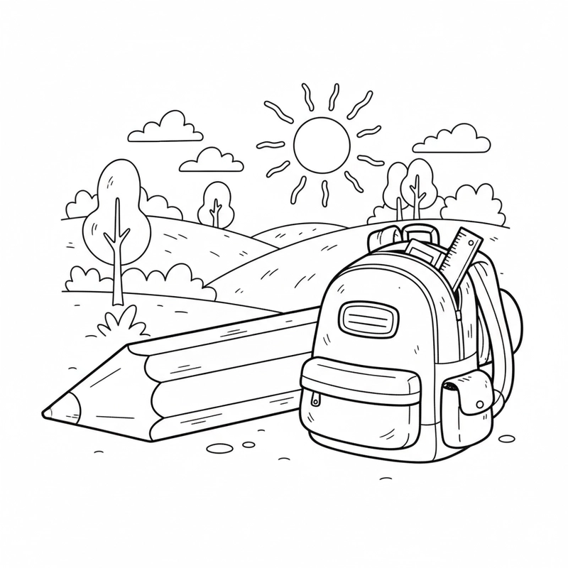 Hình tô màu cây bút chì vui nhộn