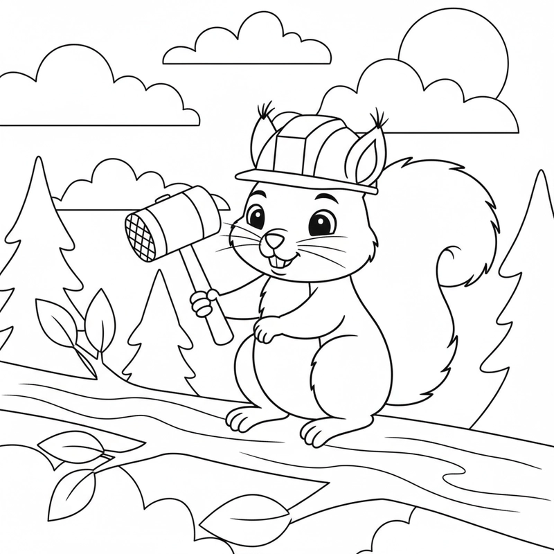 Hình tô màu con Sóc đơn giản