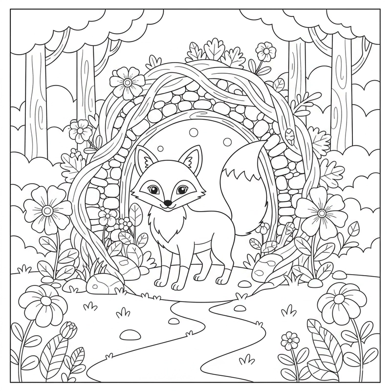 Hình tô màu con cáo sinh động