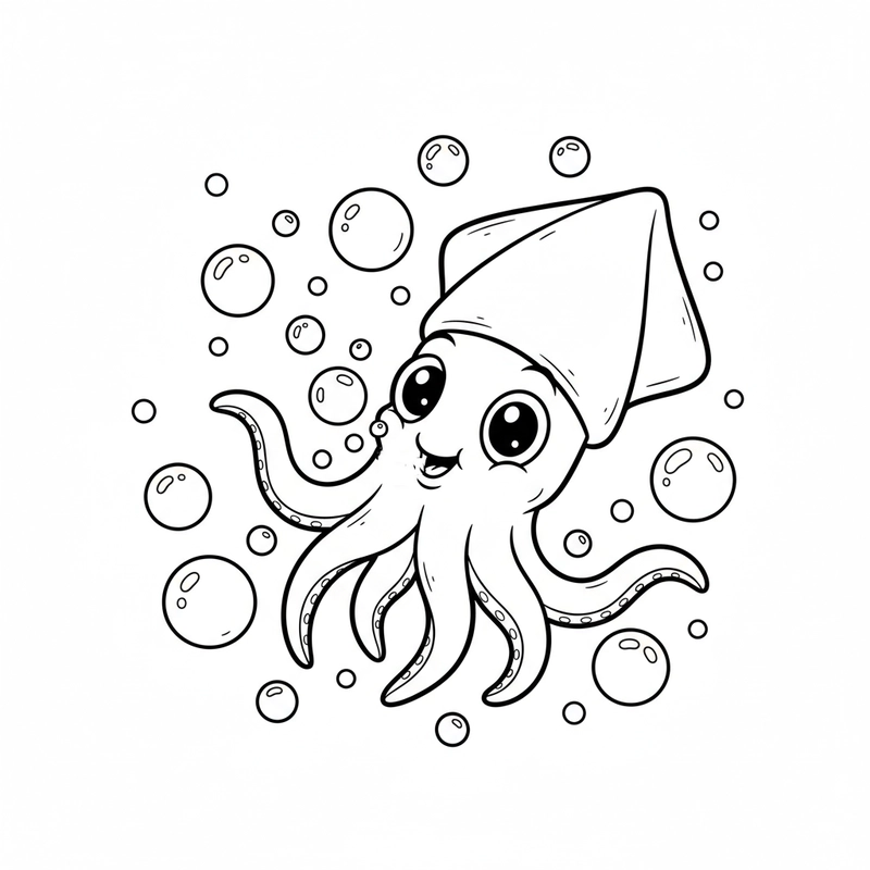 Hình tô màu con mực dễ tải về và in