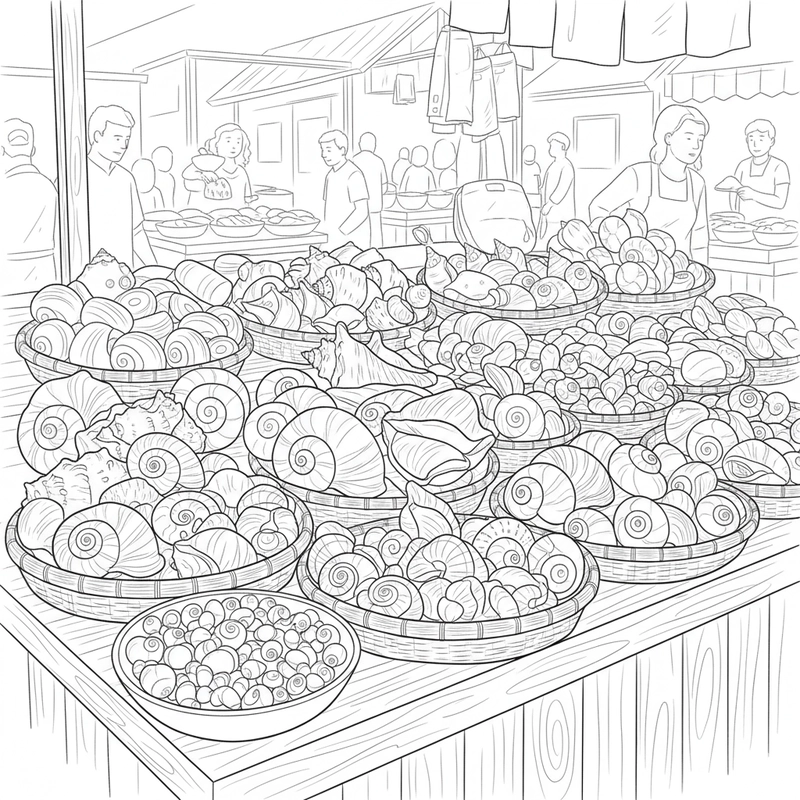 Hình tô màu con ốc đẹp