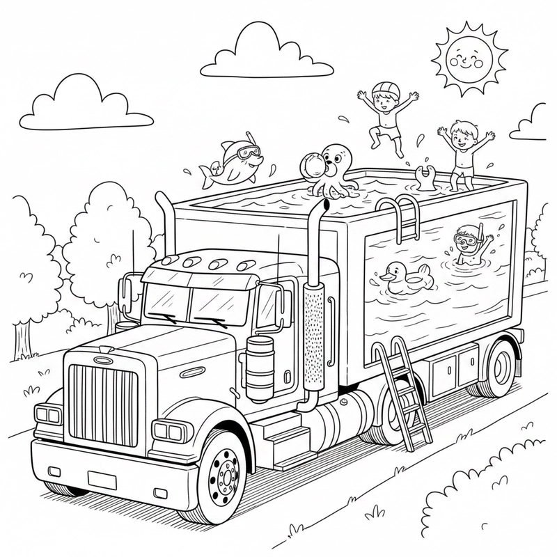 Hình tô màu container phù hợp mầm non