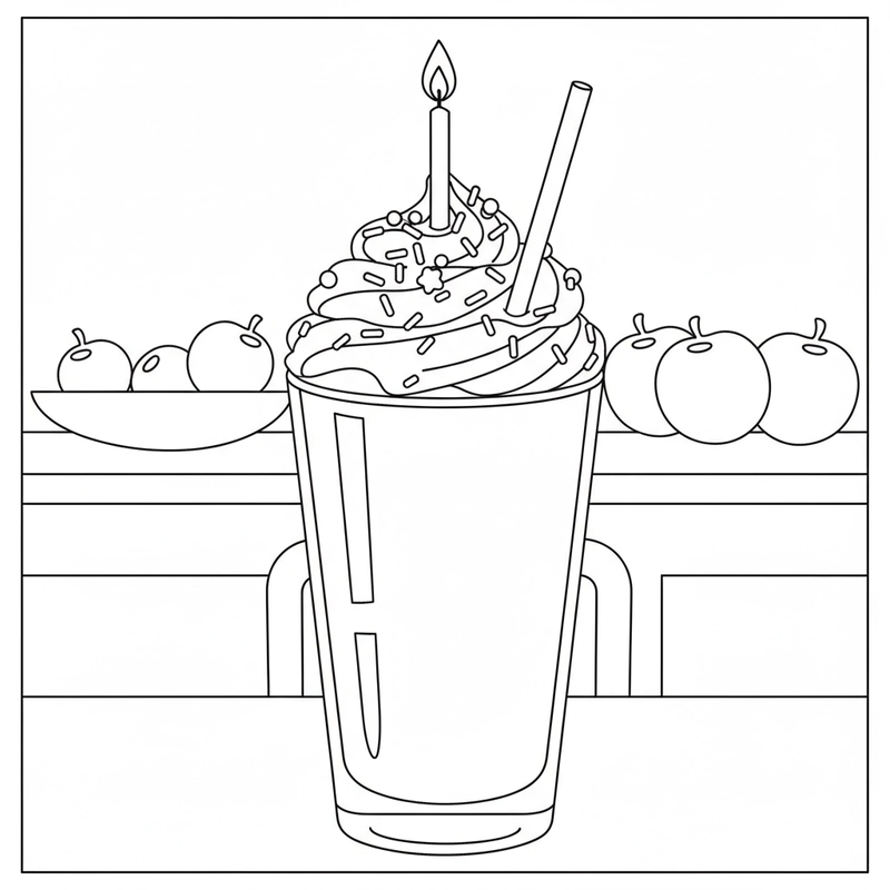 Hình tô màu đồ uống dễ thương