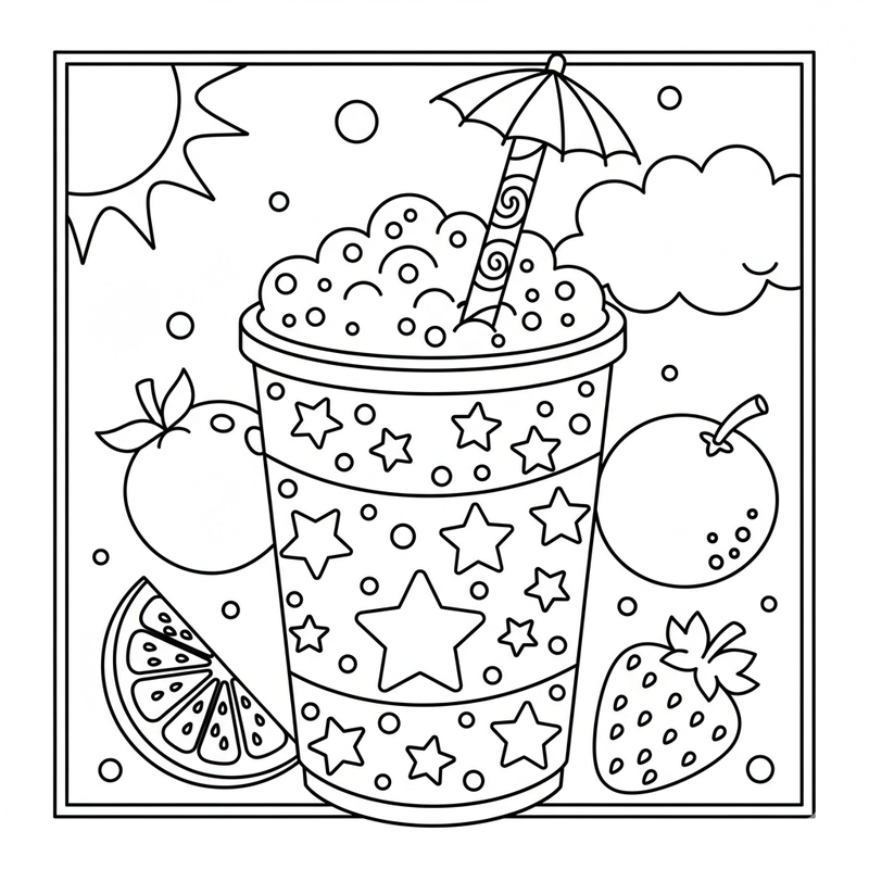 Hình tô màu đồ uống vui tươi