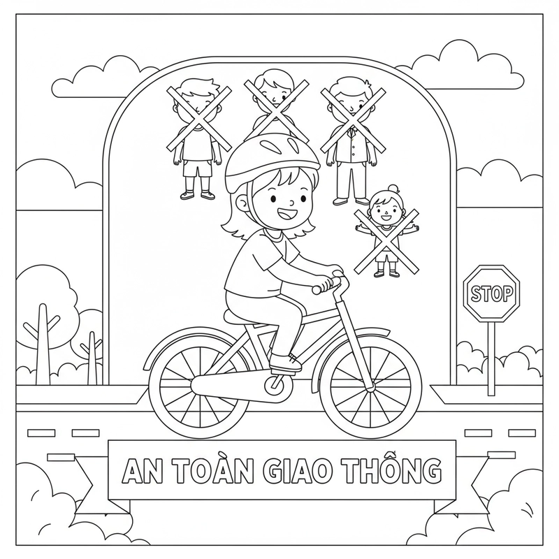 Hình tô màu đội mũ bảo hiểm