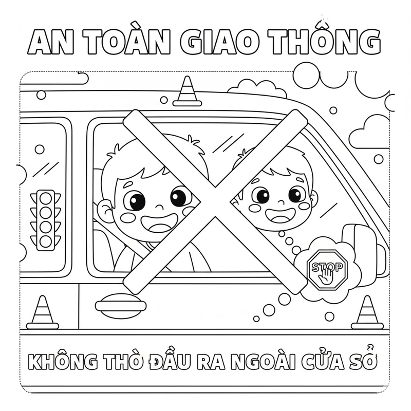 Hình tô màu giao thông thân thiện