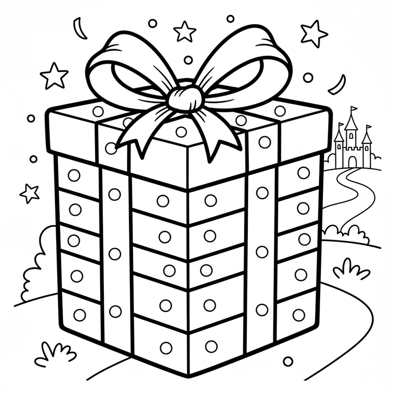 Hình tô màu hộp quà đẹp cho bé mầm non