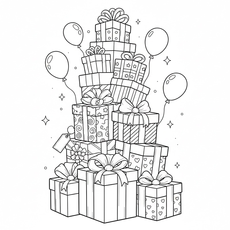 Hình tô màu hộp quà đẹp nhiều kiểu dáng