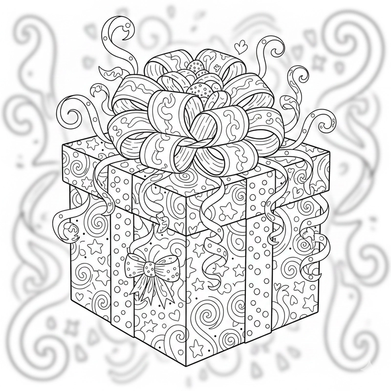 Hình tô màu hộp quà vui nhộn cho bé