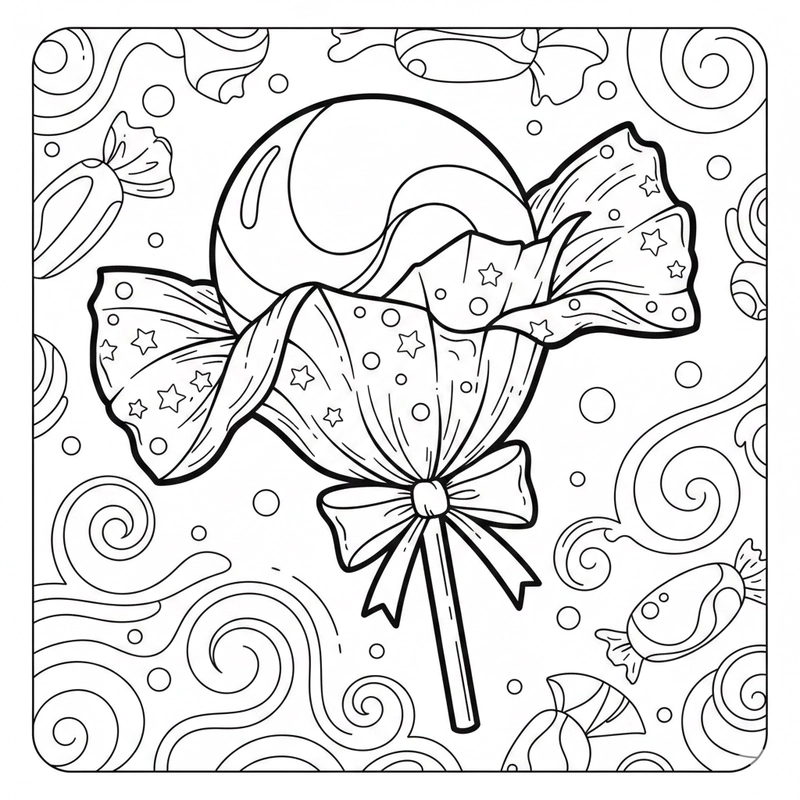 Hình tô màu kẹo mút dễ thương cho bé