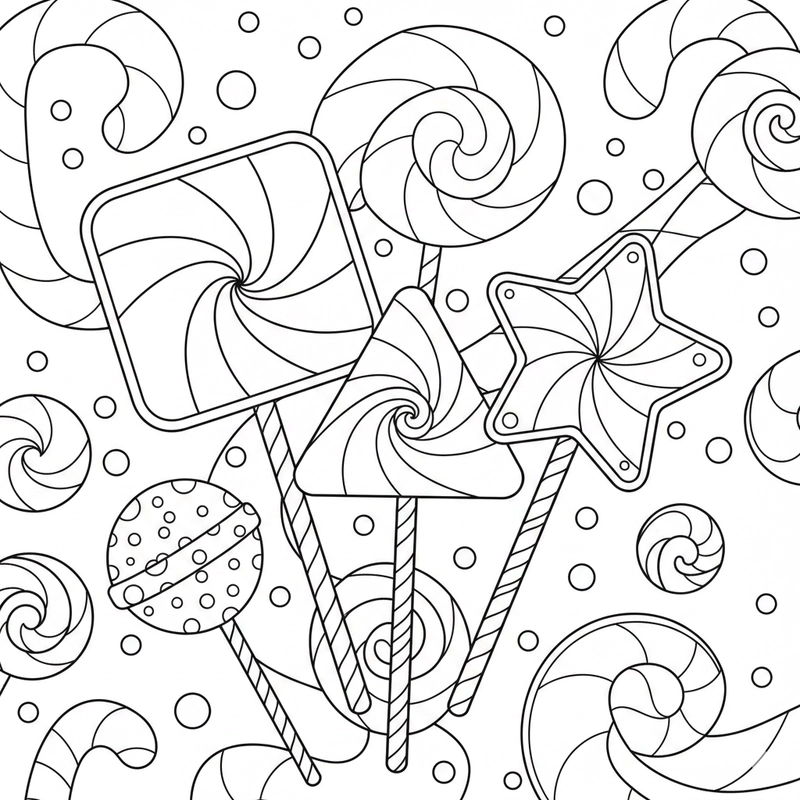 Hình tô màu kẹo mút ngộ nghĩnh