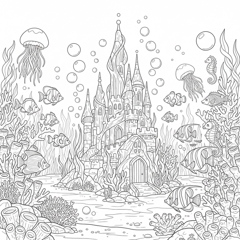 Hình tô màu lâu đài thần tiên