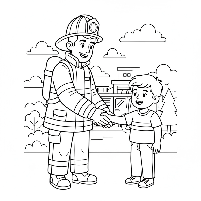 Hình tô màu lính cứu hỏa dễ thương