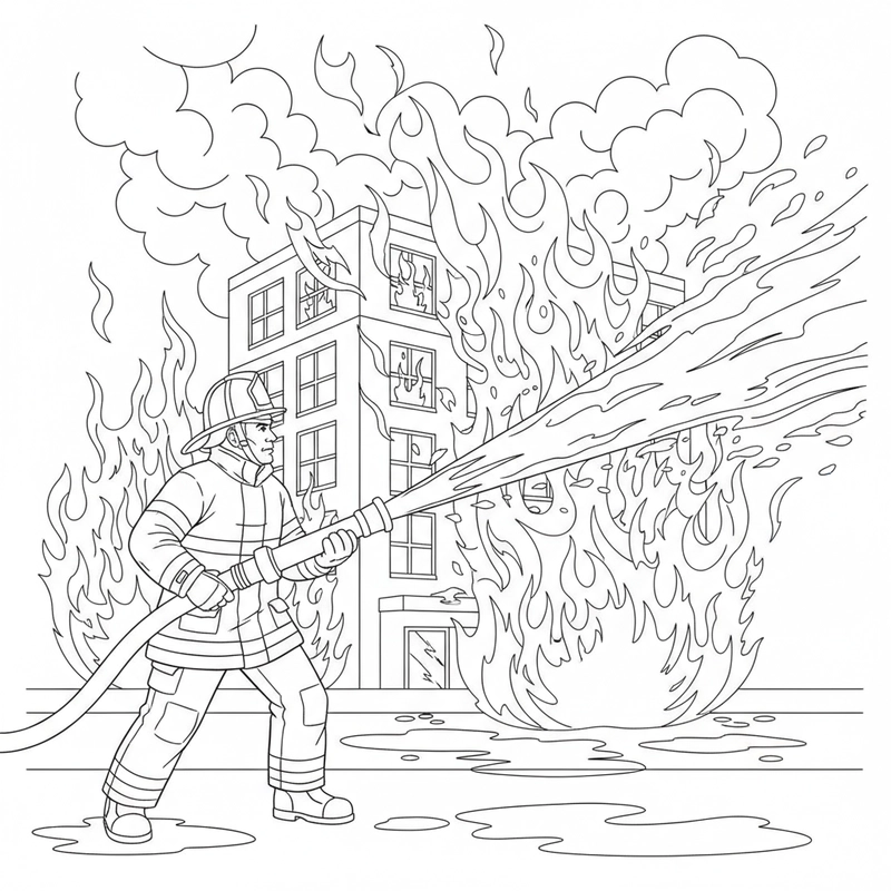 Hình tô màu lính cứu hỏa đẹp mắt
