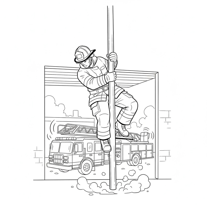 Hình tô màu lính cứu hỏa sinh động