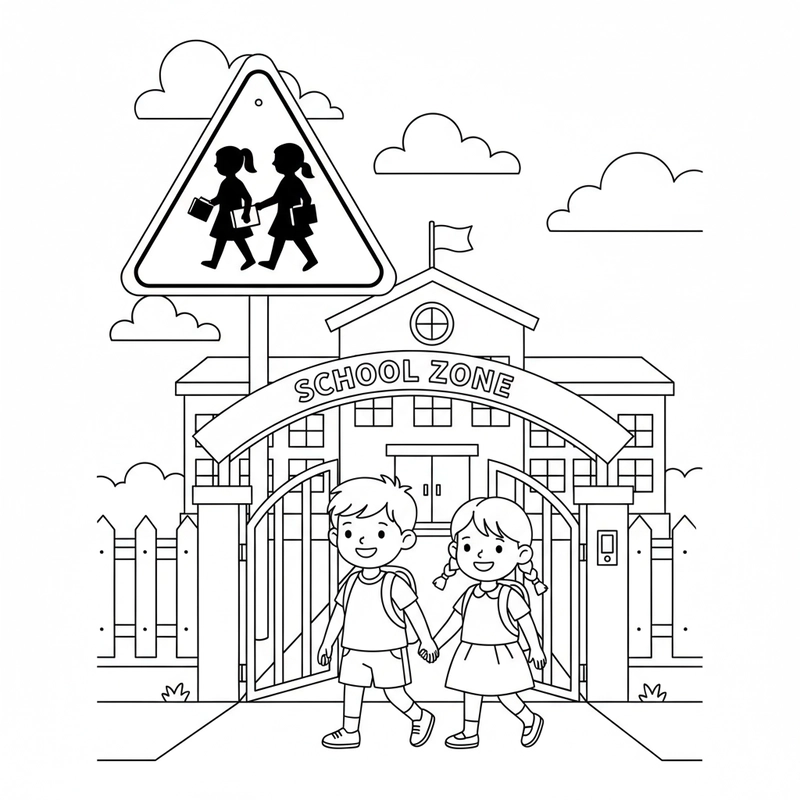 Hình tô màu luật giao thông đơn giản