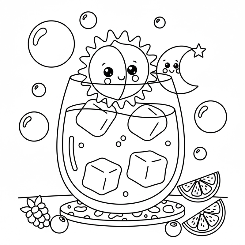 Hình tô màu ly đồ uống đáng yêu