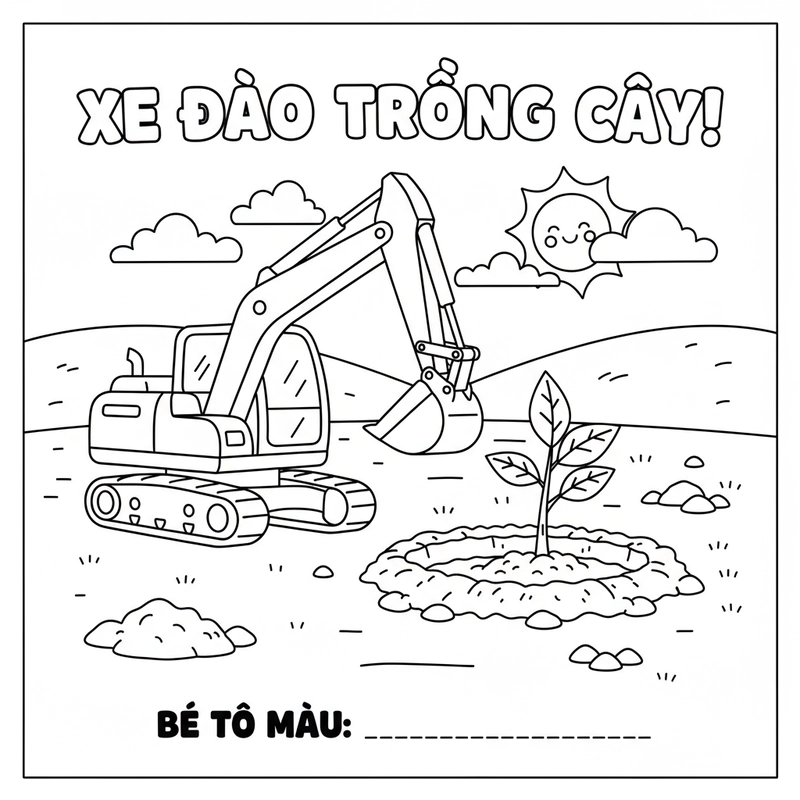 Hình tô màu máy xúc cho bé