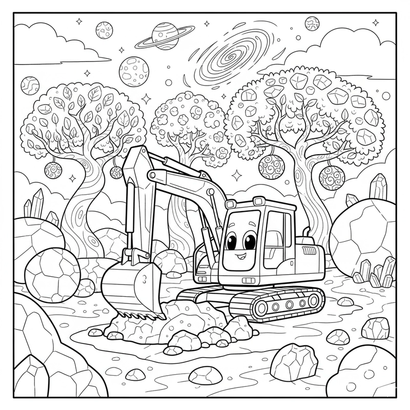 Hình tô màu máy xúc hoạt hình