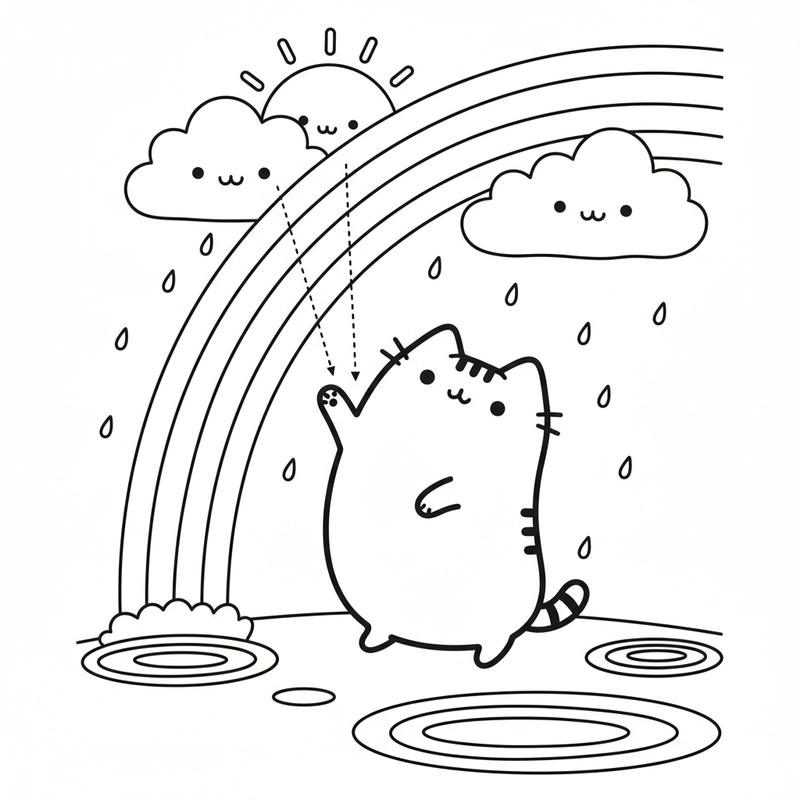 Hình tô màu mèo Pusheen cho bé