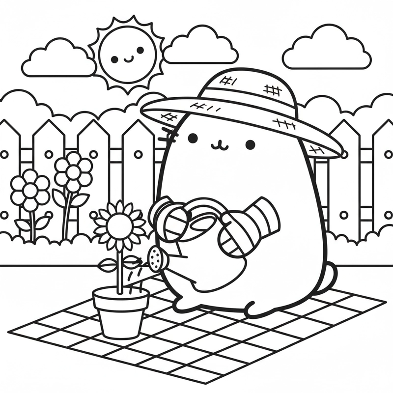 Hình tô màu mèo Pusheen cute