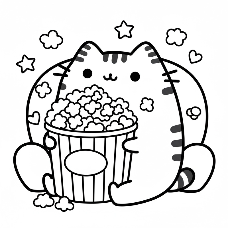 Hình tô màu mèo Pusheen đáng yêu