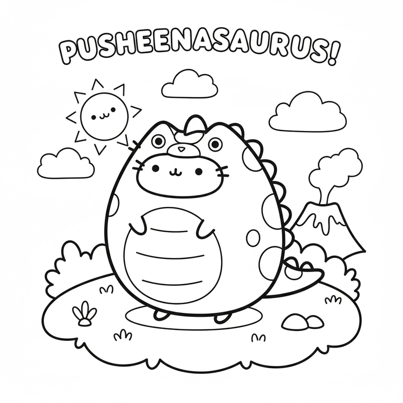 Hình tô màu mèo Pusheen độc đáo