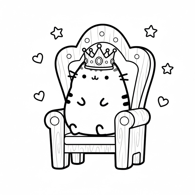 Hình tô màu mèo Pusheen ngọt ngào