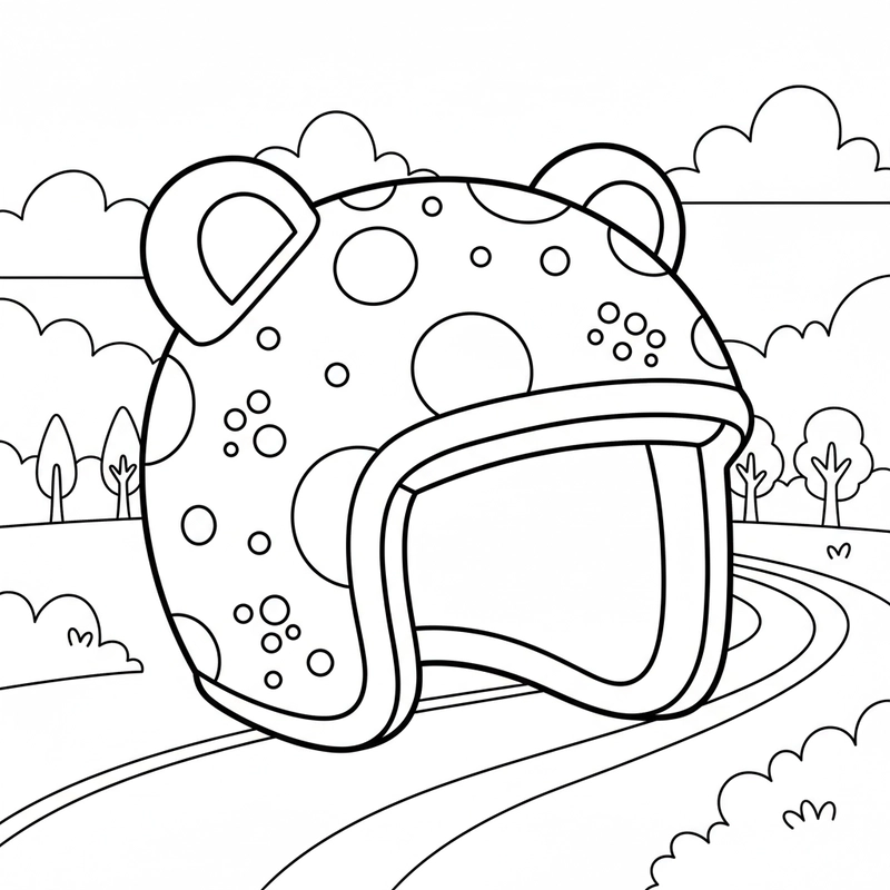 Hình tô màu mũ bảo hiểm xe máy cho trẻ nhỏ