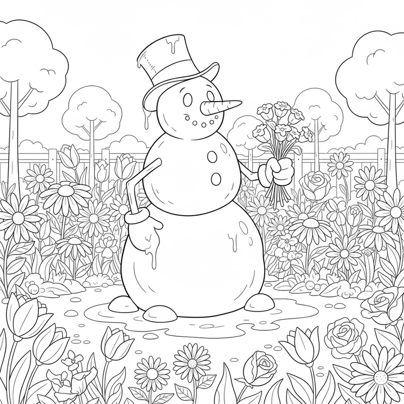 Hình tô màu người tuyết Noel