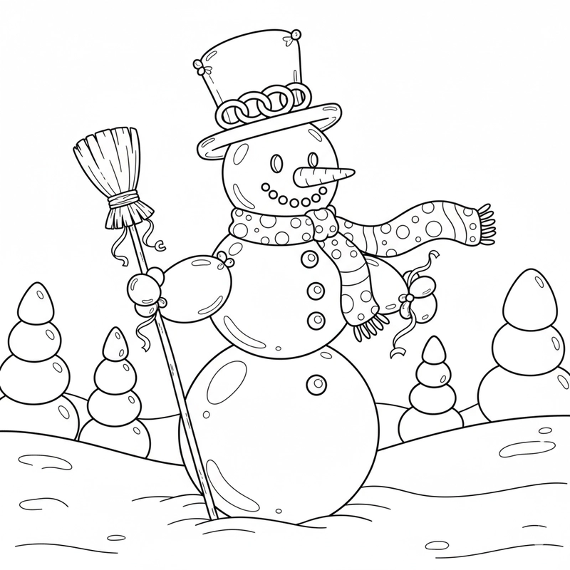 Hình tô màu người tuyết cute