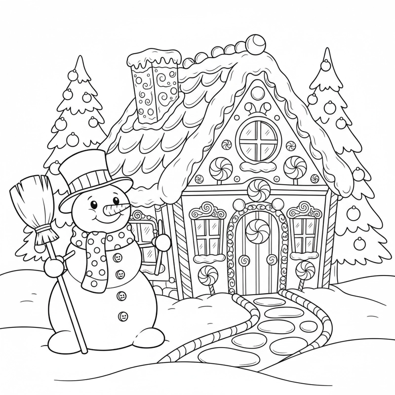 Hình tô màu người tuyết vui nhộn