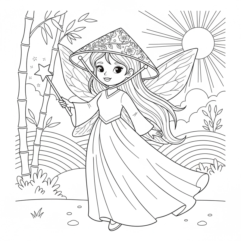 Hình tô màu nón lá đẹp mắt