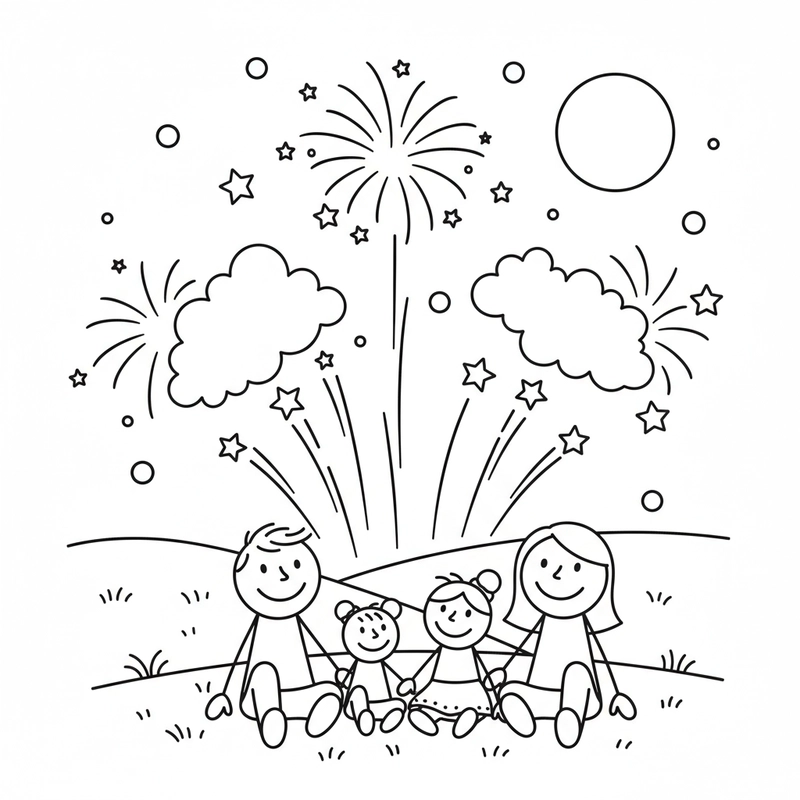 Hình tô màu pháo hoa lung linh dễ in