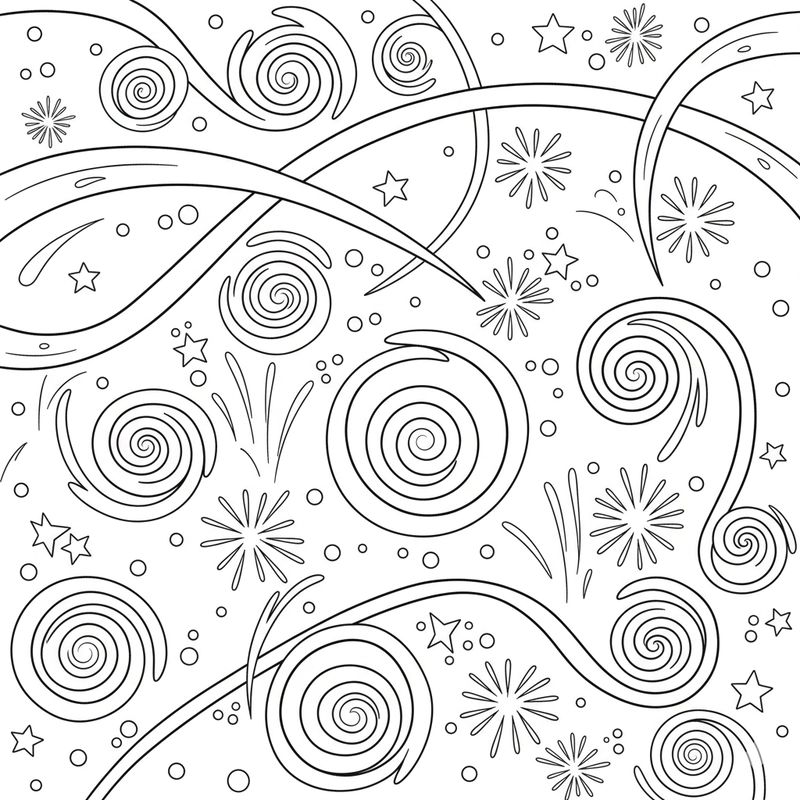 Hình tô màu pháo hoa rực rỡ trời đêm