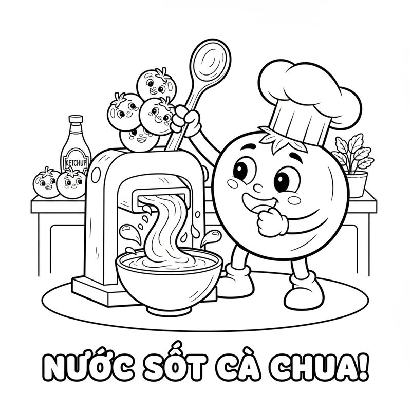 Hình tô màu quả cà chua vui tươi