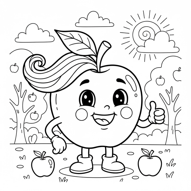 Hình tô màu quả táo cho bé