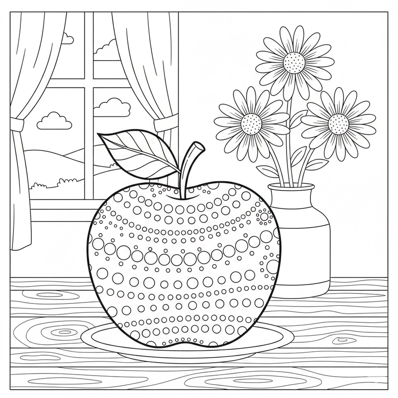 Hình tô màu quả táo dễ thương