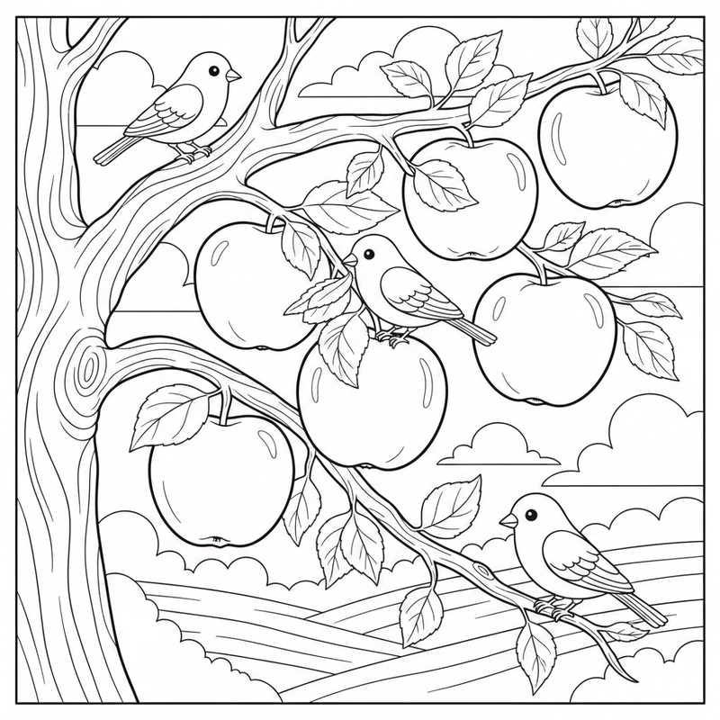 Hình tô màu quả táo nhỏ gọn