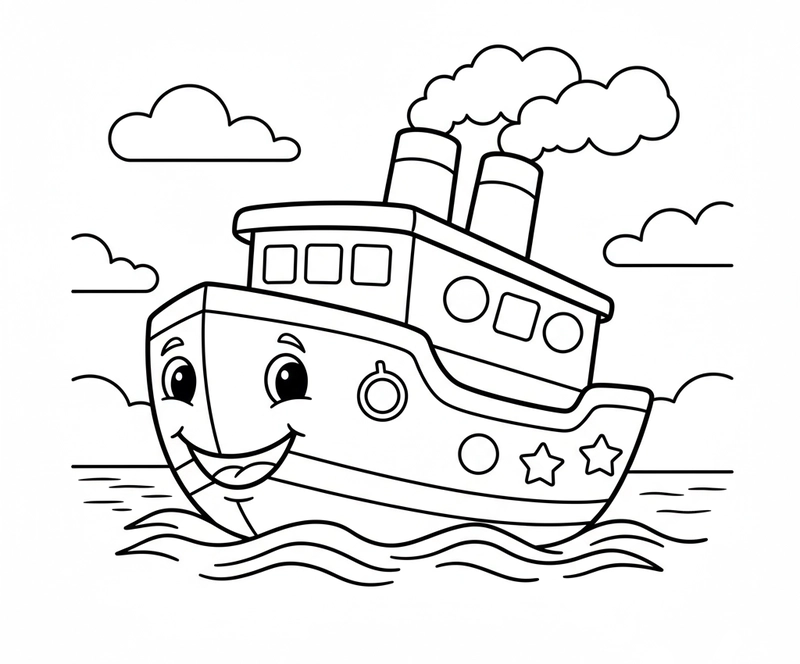 Hình tô màu tàu thuỷ chở hàng