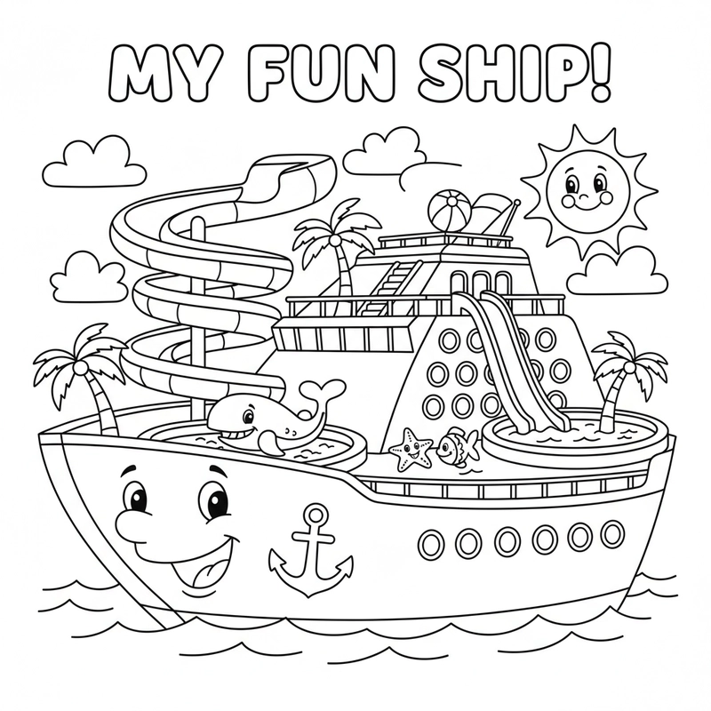 Hình tô màu tàu thủy đẹp