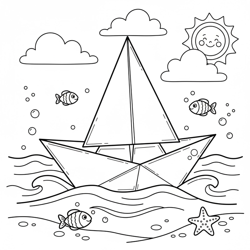 Hình tô màu tàu thủy sáng tạo