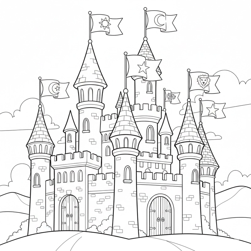 Hình tô màu tòa lâu đài đẹp
