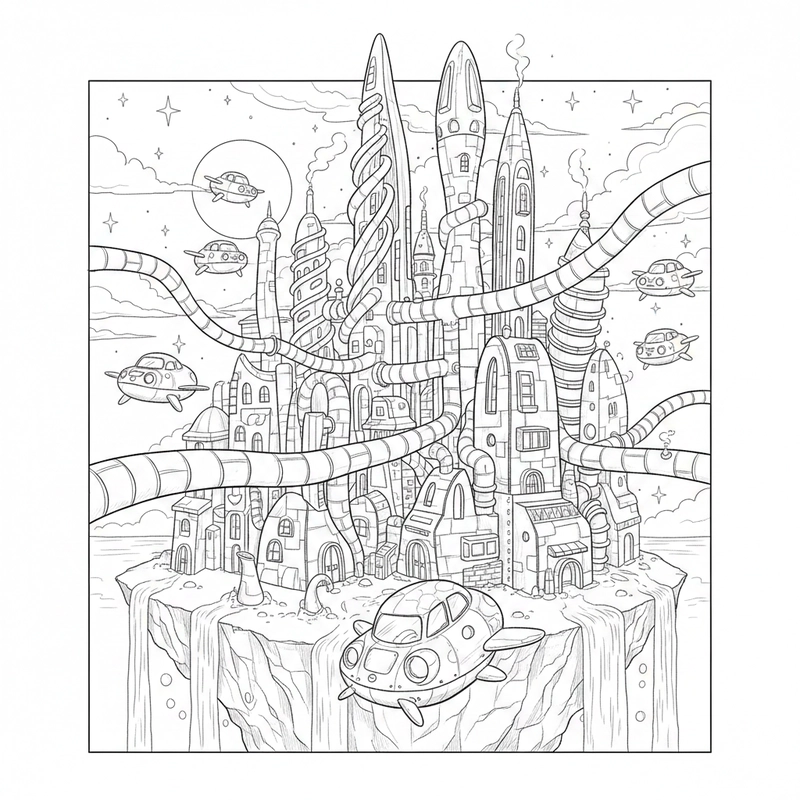 Hình tô màu tòa nhà hiện đại