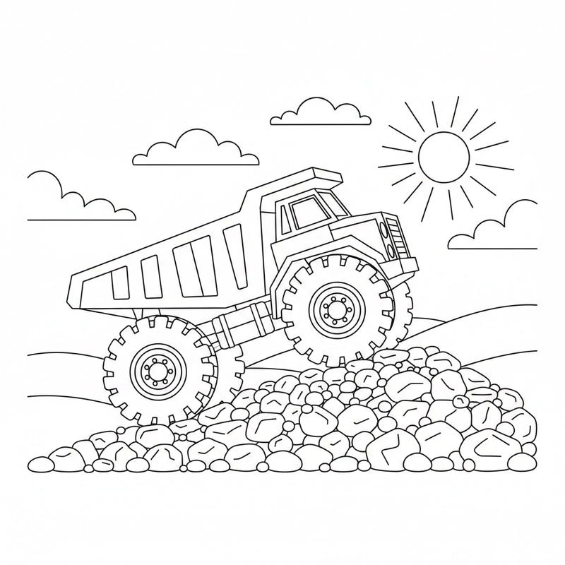 Hình tô màu xe ben đáng yêu cho bé thích xe công trình