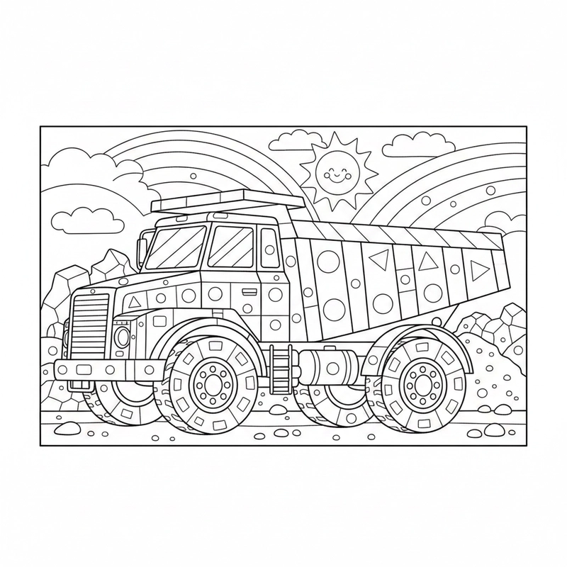 Hình tô màu xe ben sắc nét dễ tải về