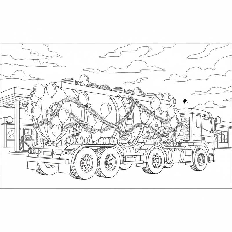 Hình tô màu xe bồn cho bé