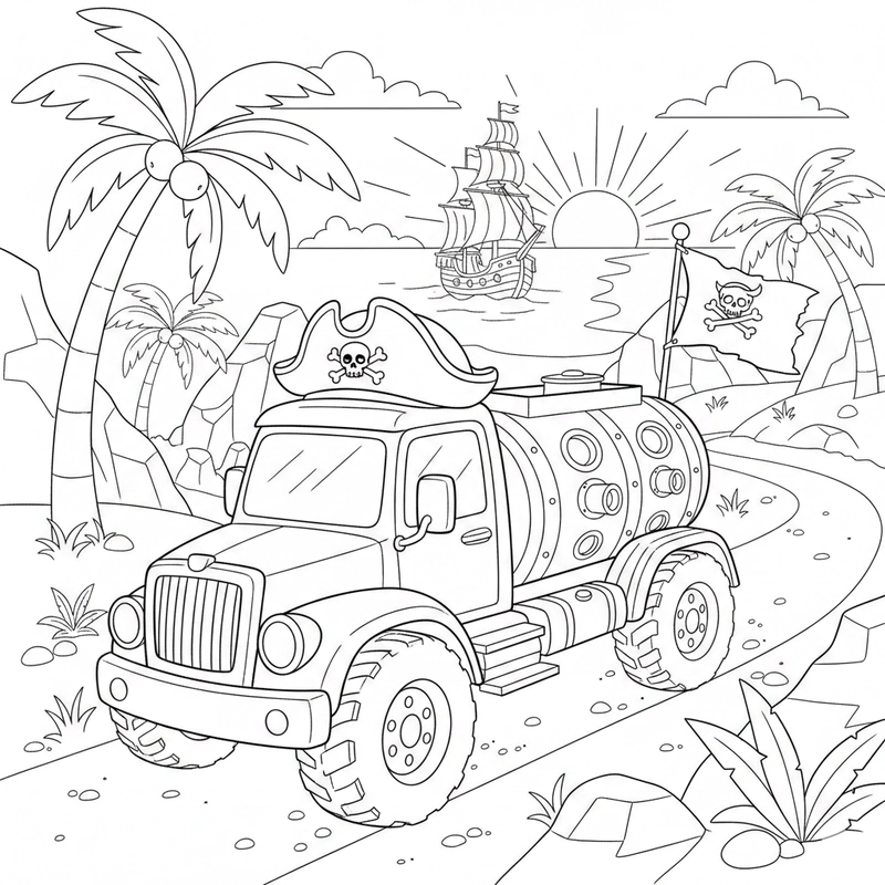 Hình tô màu xe bồn đơn giản và đẹp