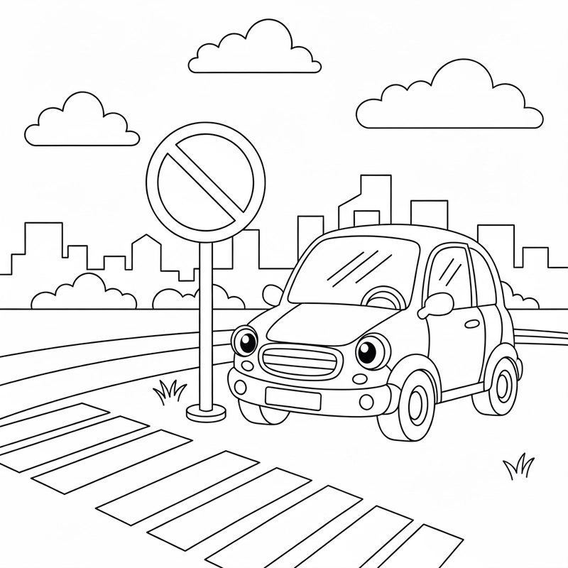Hình tô màu xe cộ tham gia giao thông