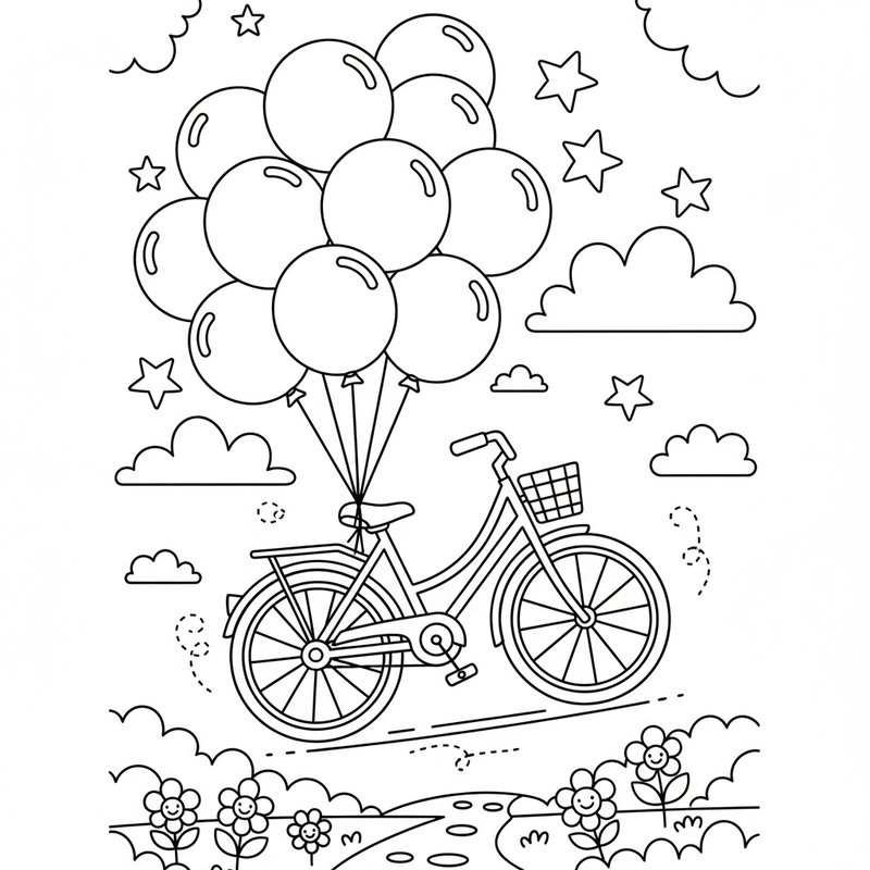 Hình tô màu xe đạp đáng yêu